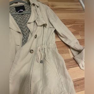 Cream Linen Trench Jacket
